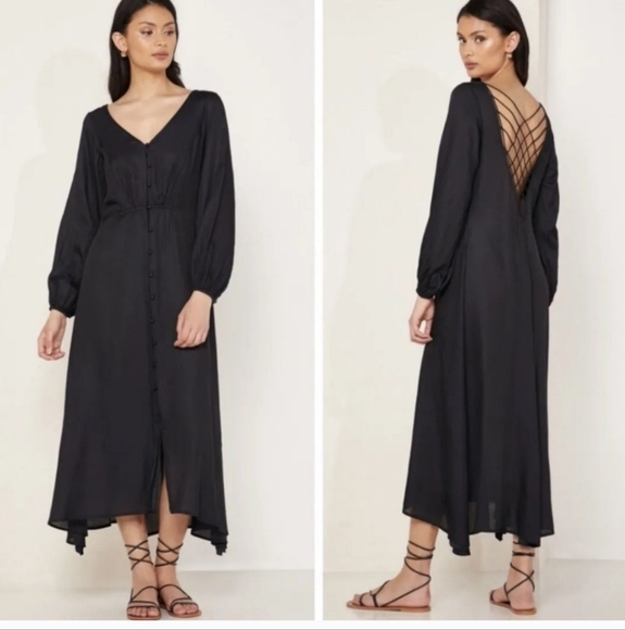 NWOT Free People Later Days Lattice Strappy Back Maxi Dress With Front Slit - Picture 2 of 5